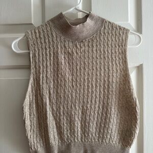 & Other Stories Beige Cable Knit Turtleneck Sweater Vest